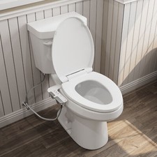 Hot and Cold Water,Dual Nozzle,Non-Electric Bidet Attachment for Toilet Seat