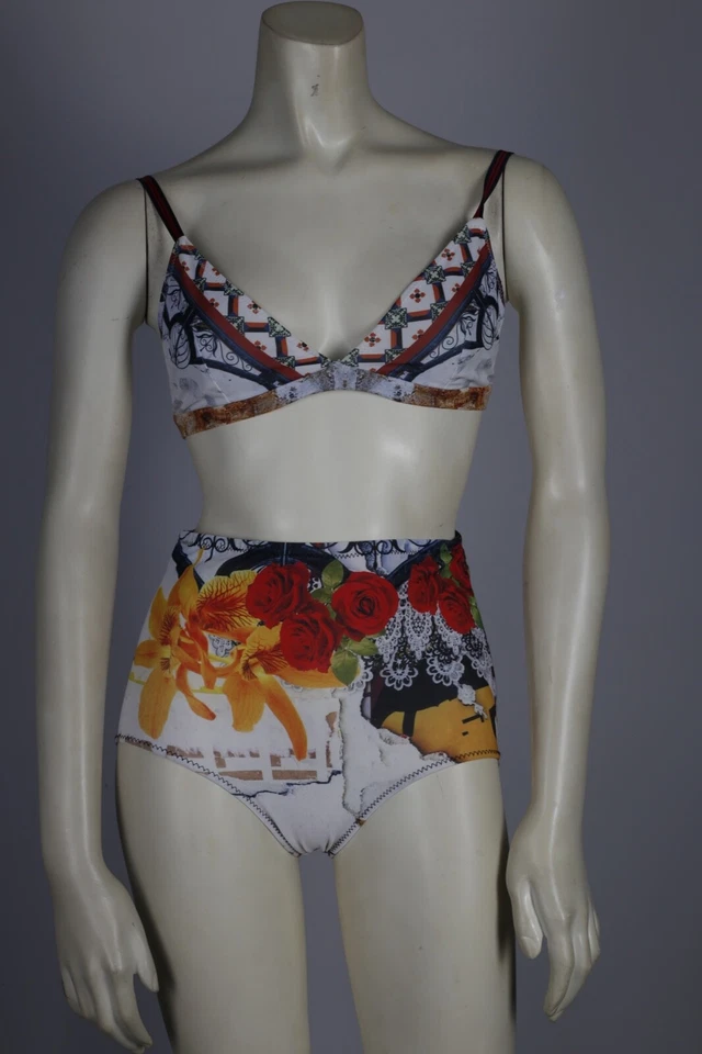 CLOVER CANYON Multicolor Floral 2 Piezas Bikini Cintura Alta Conjunto Traje de Baño Talla S Foto 3 de 4