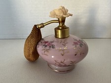 VTG Porcelain Painted Pink Floral Atomize Porcelain Perfume Spray Bottle Japan