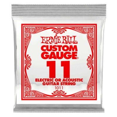 Ernie Ball Plain Steel, Single Strings, .011 - P01011 6-PAK
