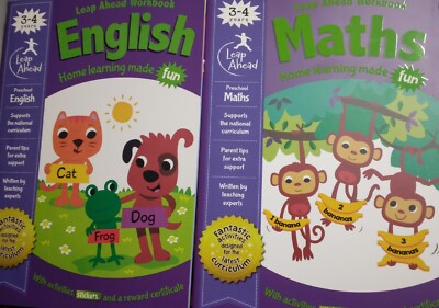 New Back To School English/Maths Age 3-4 KS2 Leap Ahead Set Educational Workbook