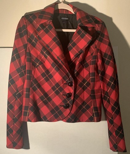 Tartan Plaid Red Black Blazer Jacket | eBay