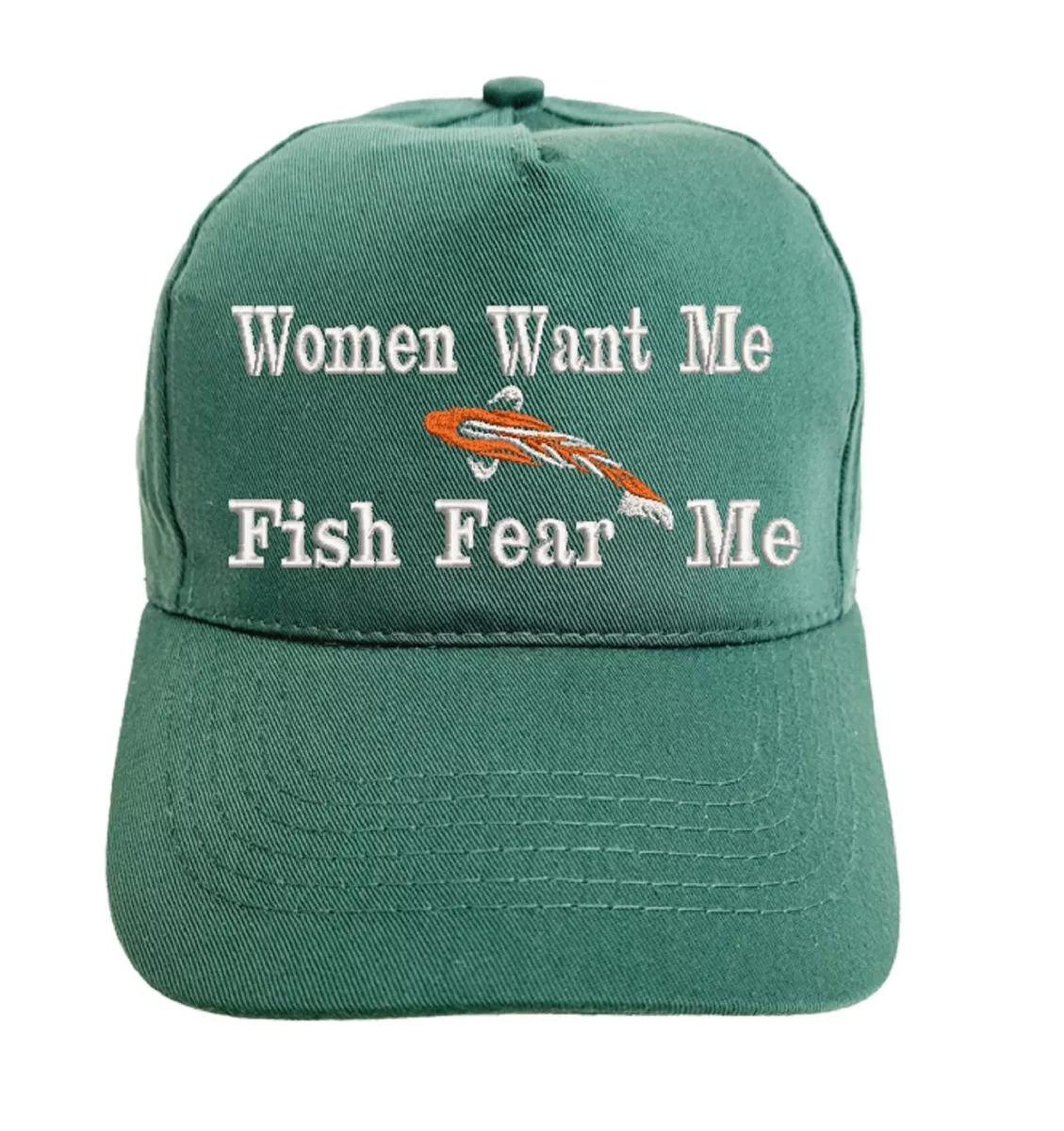 Women Want Me Fish Fear Me Embroidered Baseball Cap Hat in 15 Colours.  Adults