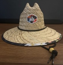 Kids Hemlock Straw Sun Hat Floral Print Drawstring New Without Tags