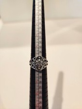 Beautiful Silver Flower Ring W/Swirls Boho Style Whimsigoth Dark Fairy Size 7.5