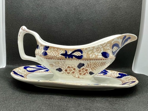 Vintage Wincanton Woods Ware Gravy Boat with Attached Plate