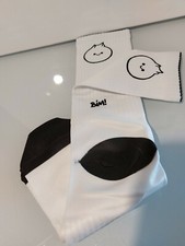 Bim Socks White Ribbed Black Bim Size 8-9 New Freepost