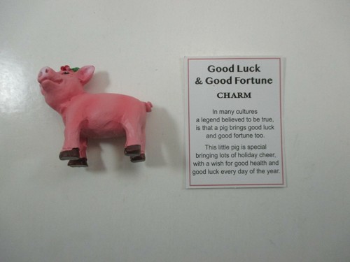 S1 PIG miniature figurine GOOD LUCK & FORTUNE CHARM Christmas health pink piggy - Picture 2 of 9