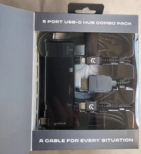 Atrix 5 Port USB-C HUB w/ 5ft HDMI, 10ft USB-C/USB-C, 6ft Lightning-USB C Cables