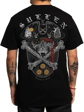 Sullen Men's Pirate Badge Short Sleeve Standard T-shirt Tattoo Style Skull Tee