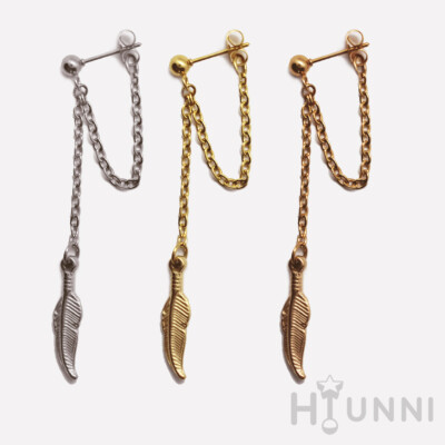 20g 16g feather dangle earrings, helix cartilage ear stud, men earrings,  316l