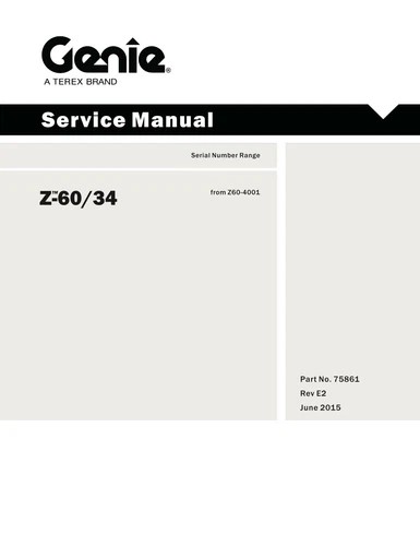 GENIE Z-60/34 Boom Lift SERVICE MANUAL SN# from Z60-4001
