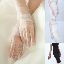 Women Full Finger Lace Tulle Dress Gloves Wedding Party Bride Long Gloves 57UK