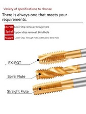 HSS-CO M35 RH EX-SUS-POT/Spiral/Straight Flute Taps for Stainless Steel M2 M30