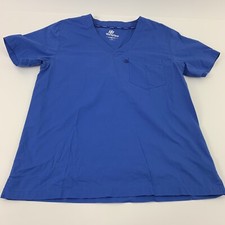 WORKFLOW by LANDAU Stretch Scrub Top Shirt Blue Solid Size Small