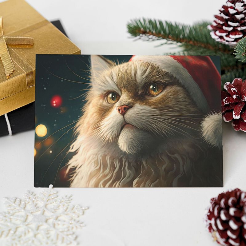 Cat Christmas Card Santa Paws Stunning Humorous Greetings Xmas Card Cat Lovers