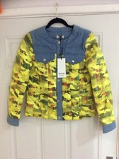 New Zac & Zoe Jeans Lagenlook Yellow Camouflage Quilted Jacket - Size S Bnwt