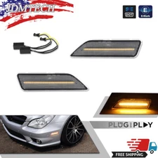 2x Clear Front Side Fender Amber LED Marker Lights For 06-11 Benz W219 CLS-Class