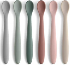 6-Piece Silicone Feeding Spoons for First Stage Baby Soft-Tip Easy on