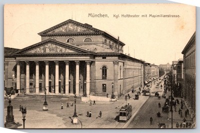 Hoftheater mit Maximilianstrasse Munich Germany Vintage Postcard