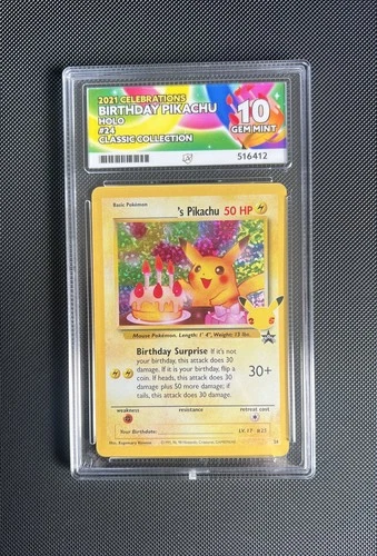 Pokemon TCG Birthday Pikachu 24 Ace 10 Gem Mint Celebrations Classic Collection