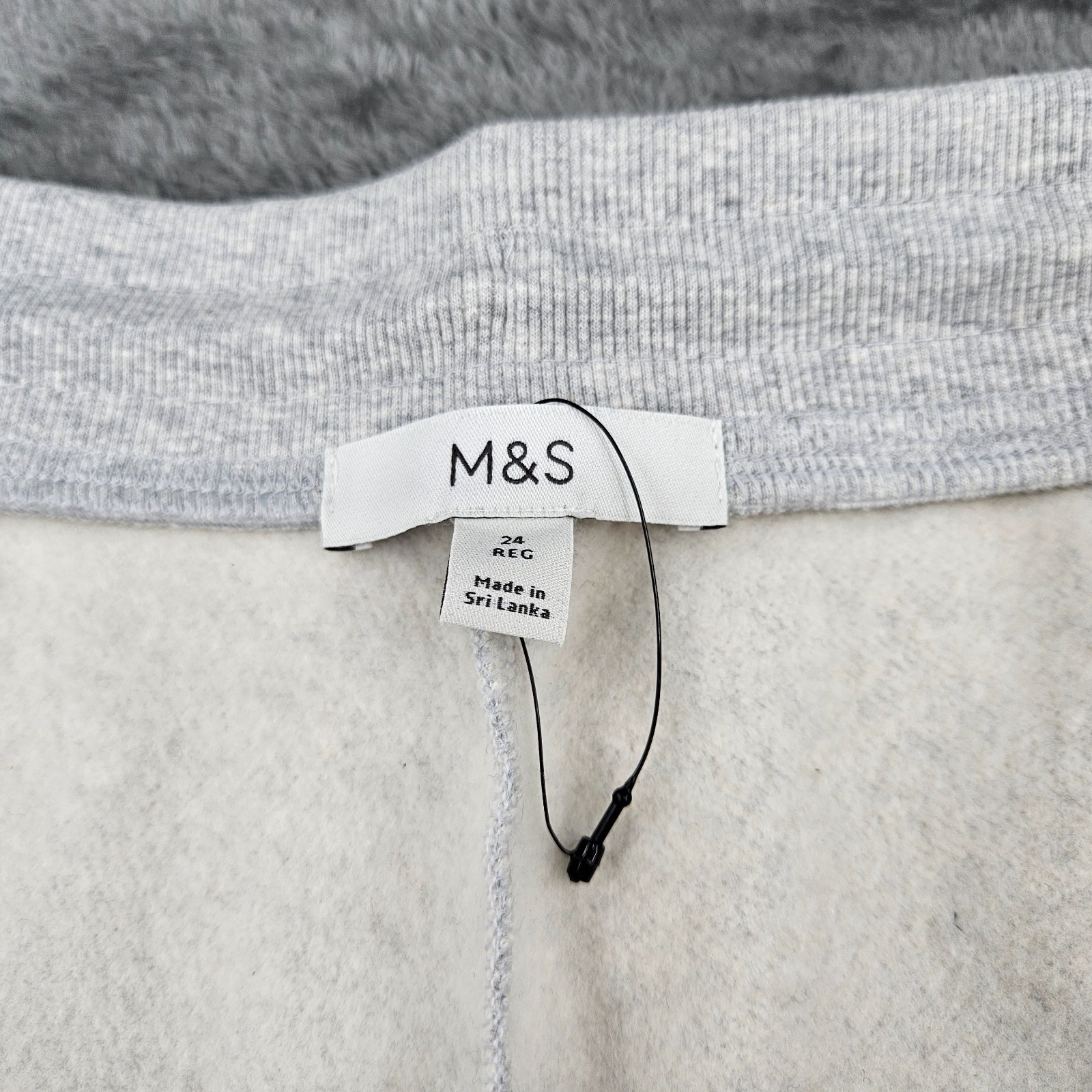 M&S Grey Marl Fleece Lined Joggers Drawstring Cuffed UK 24 Regular image 5