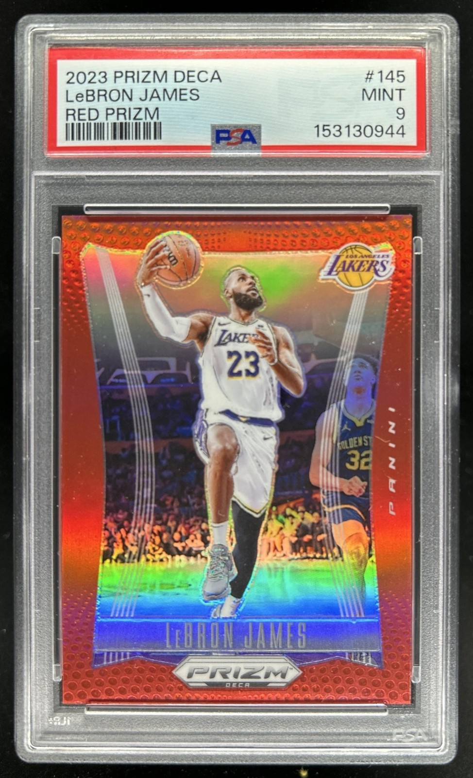 2023-24 Panini Prizm Deca LeBron James Red #/199 Lakers PSA 9