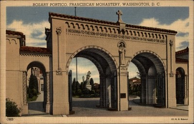 Rosary Portico Franciscan Monastery Washington DC vintage postcard e855