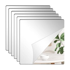 6Pcs Acrylic Mirror Tiles, 8'' x 8'' x 0.07'' Mirror Sheets for 8" x 8" 6Pcs