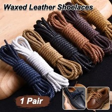 Leather Waxed Shoelaces Round Oxford Shoe Laces Boot Laces  Shoes Accessories