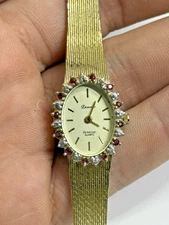 Vintage Deauville Armitron Quartz Saphire Women 18mm Watch Gold Tone Italy