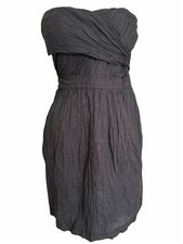 J.Crew Strapless Metallic Cotton Cocktail Dress Charcoal Gray Fit & Flare  Sz 4