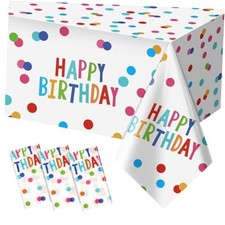 3 Packs Tablecloth Plastic Happy Table Cloth Decorations 3 Pcs Birthday