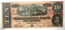 1864 $10 CSA CONFEDERATE STATES OF AMERICA CURRENCY NOTE RICHMOND 82822