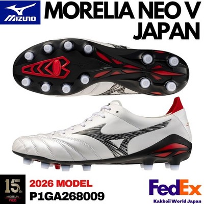 Mizuno Soccer Cleats MORELIA NEO V JAPAN Super White Pearl/Black