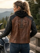 Harley Davidson Goatskin Leather Riding Jacket With Removable Hood