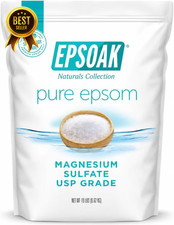Epsom Salt 19 Lb. Magnesium Sulfate USP. Resealable Epsom Salt Bag Unscented, Ma