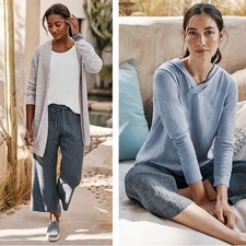 J. Jill Blue Linen Cotton Blend Cropped Pants NWT Women  s M Lightweight Casual