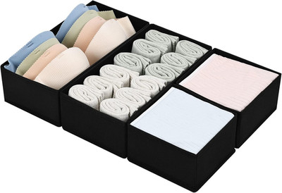 Drawer Organizers - Set of 4 Foldable Closet Dividers for Baby Clothes, Socks, B