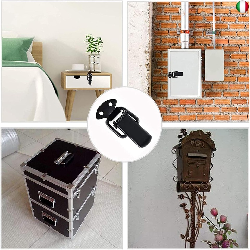 8 Morsetti A Levetta In Acciaio Regolabili Con Chiusura Automatica Per Scatole E Porte - 92mm