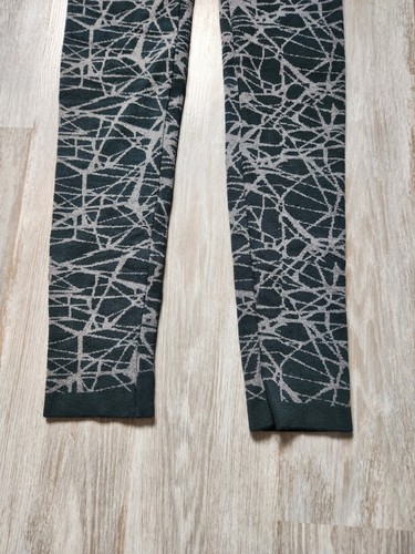 M. Rena Green Gray Abstract Thick Warm Leggings Skinny Womens One Size - Picture 4 of 9