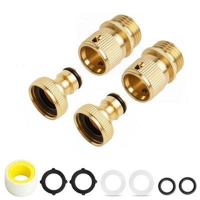2 Sets Solid Brass Garden Quick Release Connect Hose Fittings Water Adapter