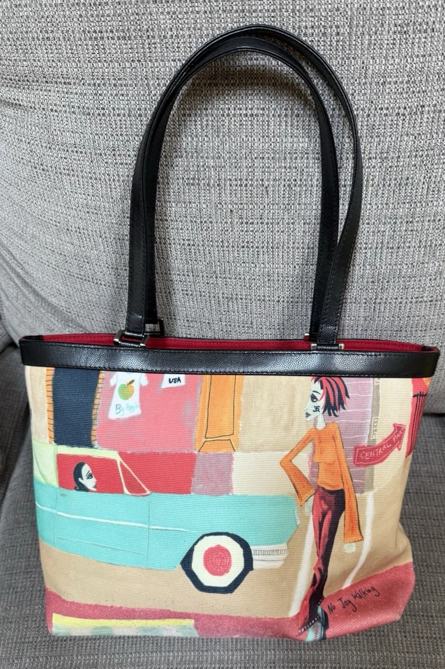 Bolsa modernista nova sem etiquetas Isabelle Fiore leitura de patas para cães hidrante - Imagem 2 de 4