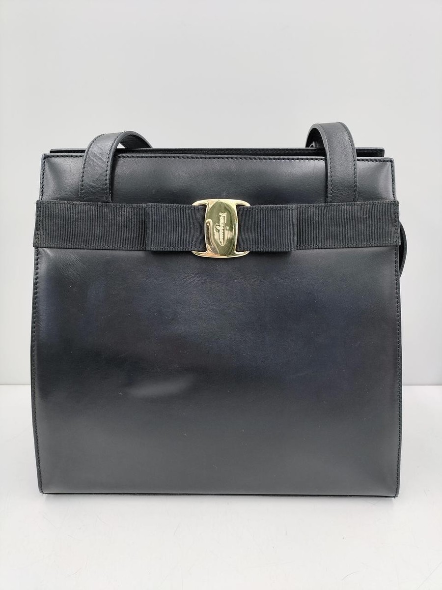 Salvatore Ferragamo Vara Ribbon Tote Bag Black | eBay