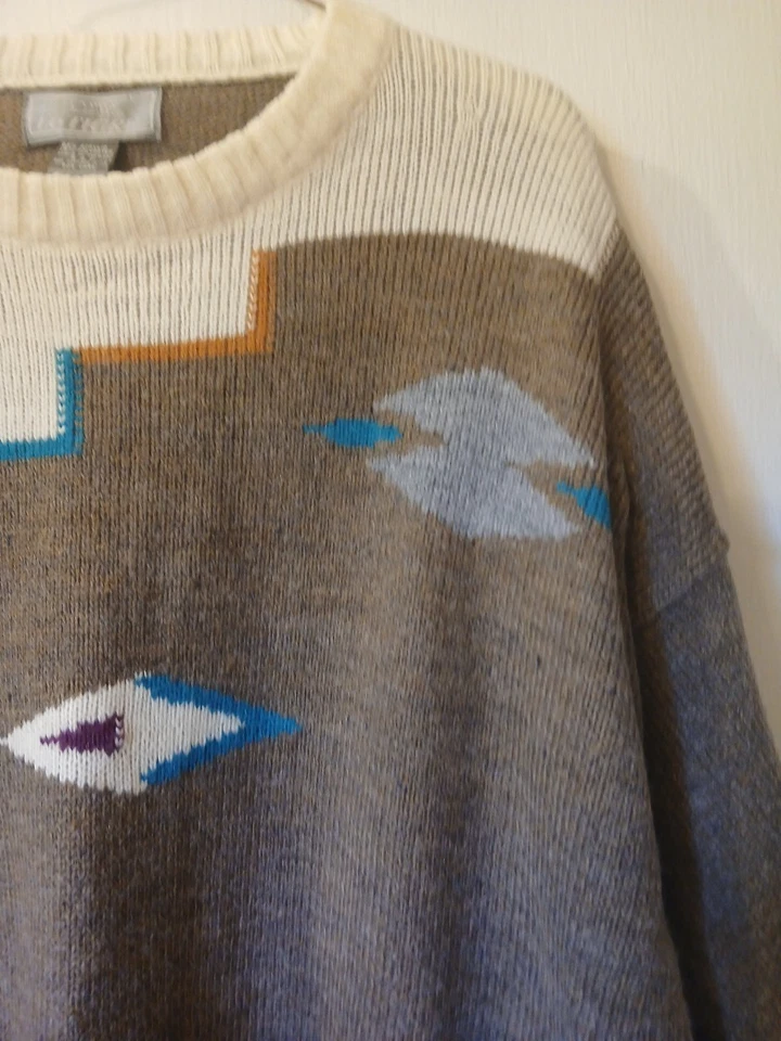 Suéter Le Tigre Grande De Colección Años 80 Tejido Geométrico Para Hombre Cuello Redondo Foto 3 de 4
