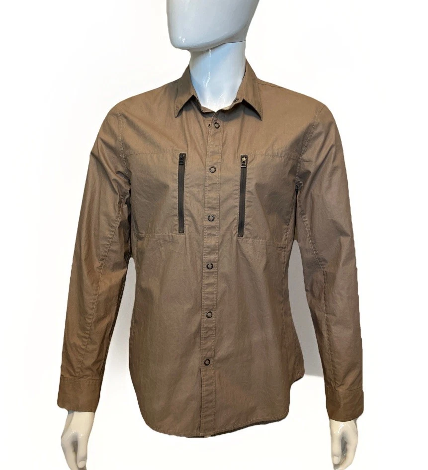 Eddie Bauer 1920 Dark Khaki Slim Tech Shirt Men’s Medium Spring 2012 NWT $149