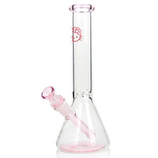 Pink 10'' Kitty Glass Bong Beaker Hookah Smoking Water Pipe w/Accessories USA