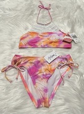 NEW Hobie Girls High Neck Halter Top and Side Tie Bikini Bottom Set Size 12