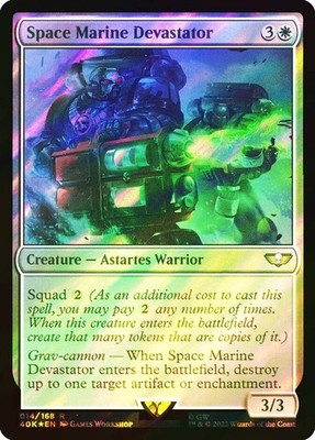 MTG SURGE FOIL Space Marine Devastator  - Warhammer 40,000 Commander #014