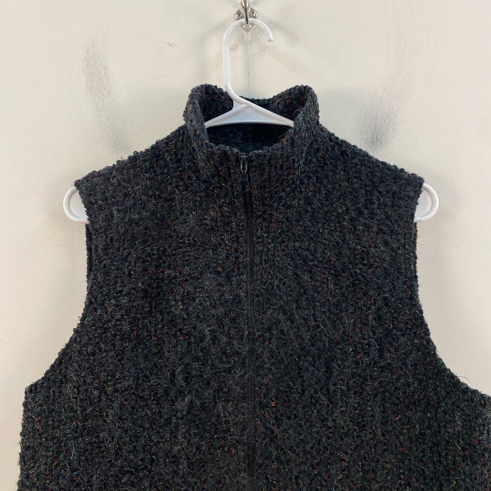 Picadilly Mujer Pequeño Suéter Top Chaleco Cremallera Negro Bolsillos gorditos Sin mangas Foto 3 de 4